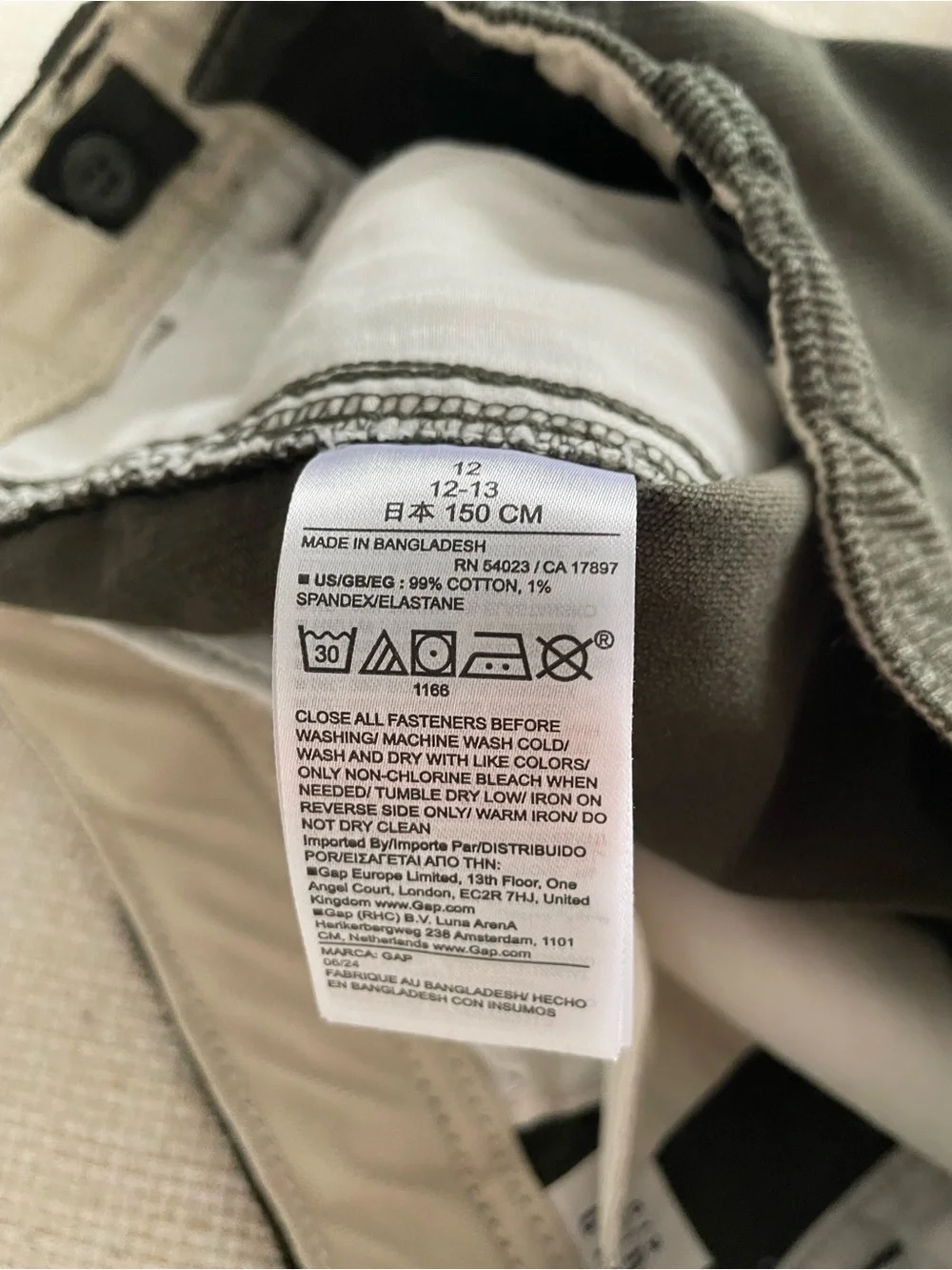 Gap Baggy Mid-Rise Corduroy Cargo Pants Evergreen Khaki